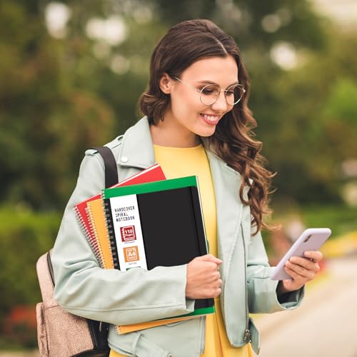 LABUK Spiral Notebook 8.5 x 11, A4 Large Notebooks for Women Men, 55 Sheets (110 Pages) College Ruled Hardcover Notebook for Work School Note Taking (Black) - color: 3-black, style: A4