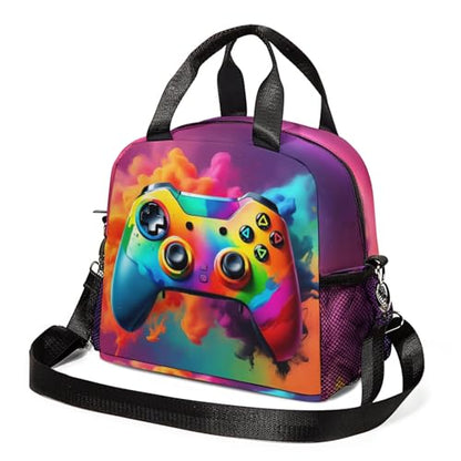Gamer Lunch Bag Reusable Insulated Lunch Box Large Capacity Meal Tote for Kids Women Men Cooler Bag Waterproof Adjustable Shoulder Strap Game Lunch Tote for Work School Picnic Travel Hiking Office - color: Game09