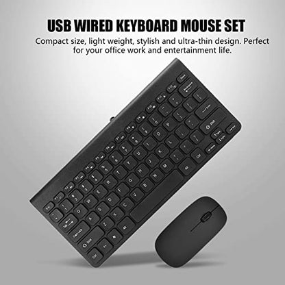 Wired Keyboard and Mouse, Ultra-Thin USB Keyboard Optical Mouse Set ComboFull Size Wire Corded Keyboard Mouse Combo Set with Number Pad for Laptop,PC,Desktop(Black)