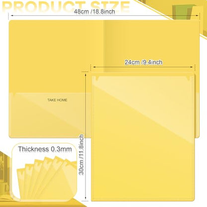 Henoyso 72 Pcs Plastic Take Home Folders with 2 Pockets Parent Teacher Classroom Communication Homework Folder for Students Parent Teacher Connect (Yellow) - color: Yellow