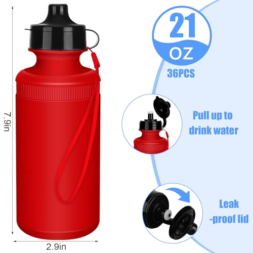 Zubebe 36 Pcs Sports Water Bottles Bulk Squeeze Reusable Plastic Water Bottles Back to School Supplies Summer Gifts for Students School Travel Hiking Cycling Event Team Gift - color: Red