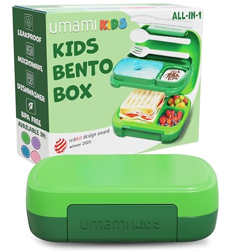 Umami All-in-1 Bento Box for Kids, Ice-pack & Utensils Included, 100% Leakproof & BPA free, Parents' favorite Lunch Box Kids (Jungle Green, 23 oz) - color: Jungle Green, size: 23 oz
