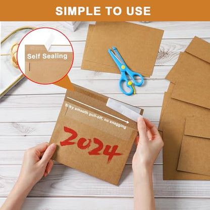 Silunkia 100 Packs Brown Blank Cards and Envelopes 5 x 7 Heavyweight Single Panel Cardstock and A7 Envelopes Self Seal for Wedding Invitations, Birthday, Thank You Cards, Mailing - color: Brown, size: 5x7-100pcs