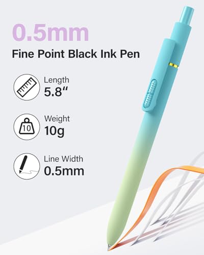 inkipen- 16 Pack Pens, Gel pens Black Ink, Fine Point(0.5mm),Quick-Drying Smooth Writing,School and Office Supplies （colorful） - color: 16PCS Multicolor