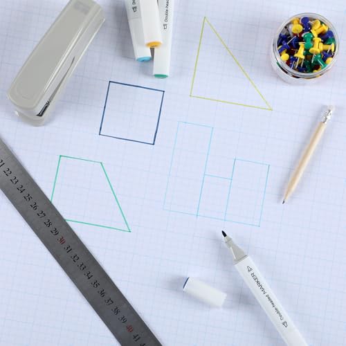 50 Sheets Large Graph Paper 24 X 36 Inch Graph Paper Pad 1 and 1/4inch Ruled Giant Grid Sheet Blueprint Drafting Pad for Engineering Architect Designer Mathematician - color: White and blue