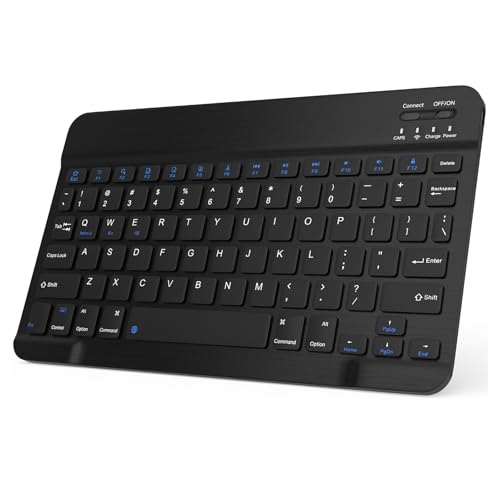 Bluetooth Keyboard Compatible with iPad 10th Generation, Rechargeable Portable 10 inch Wireless Keyboard for iPhone, iPad mini, Samsung Tablets Keyboards Ultra-Slim, Travel Office Computer Accessories - color: Black