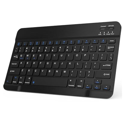 Bluetooth Keyboard Compatible with iPad 10th Generation, Rechargeable Portable 10 inch Wireless Keyboard for iPhone, iPad mini, Samsung Tablets Keyboards Ultra-Slim, Travel Office Computer Accessories - color: Black