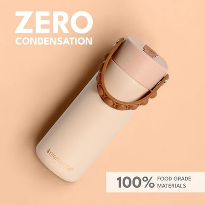 Elemental Insulated Kids Water Bottle, Stainless Steel Water Bottle with Straw Lid & Pop-It Handle, Leak-Proof Water Bottles for School, Boys or Girls, Travelling and Sports, 18oz - Beige - color: Beige