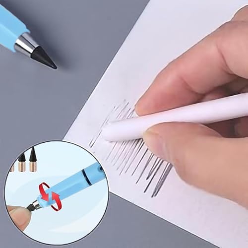 XIUSHE 8PCS Blue Infinity Forever Pencils for Writing-0.7mm Infinite Everlasting Metal Inkless Pencils Set,Technology Magic Writing Pencil For School Office Professional Use (Blue,8) - style: Blue,8