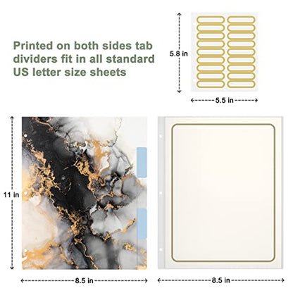 Rouidr 3 Ring Binder with clipboard, 1 inch 8.5 x 11 in Letter Size View Binders Organizer with Dividers Tabs & Clear Sleeves, School Supplies, Office Supplies, Black Gold Marble - color: Black Gold Marble, size: 1in(Letter Size)