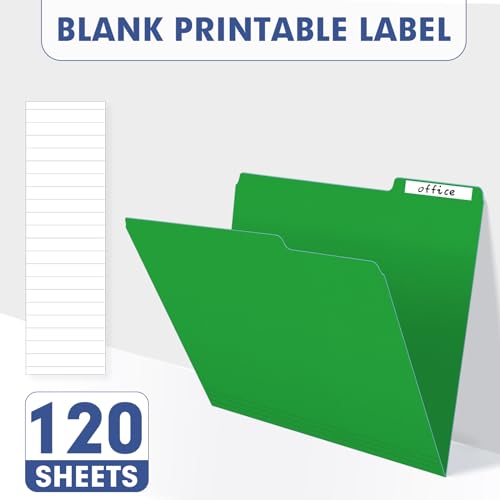 File Folder, PANDRI 120 Pack File Folder, 1/3 Cut Tab, Letter Size, Filing Folder for Office School Business, Green - color: Green