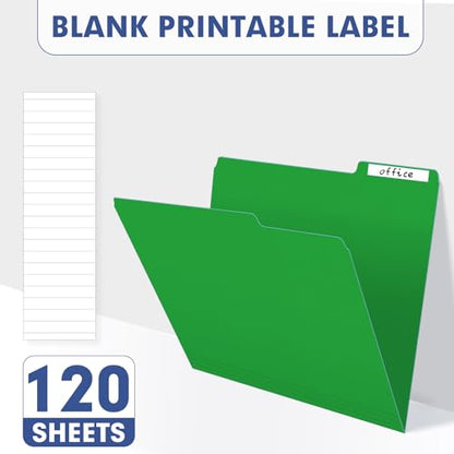 File Folder, PANDRI 120 Pack File Folder, 1/3 Cut Tab, Letter Size, Filing Folder for Office School Business, Green - color: Green