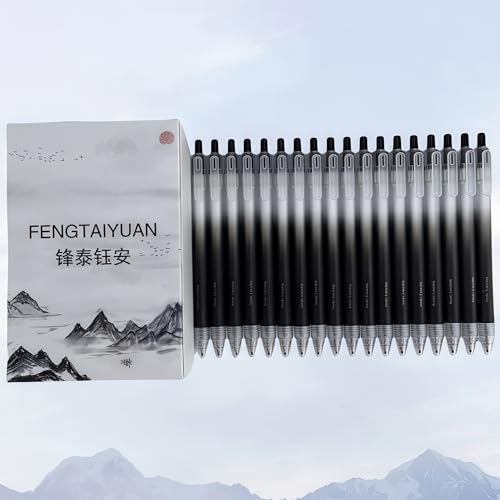 Fengtaiyuan Retractable Gel Pens, 0.5mm Bullet Point Fast Drying Black Ink, Frosted Gradient Triangular Ergonomic Barrel Writing Pens for School Exam Office Note Taking [Pack of 18] - color: BlackFRT01P18