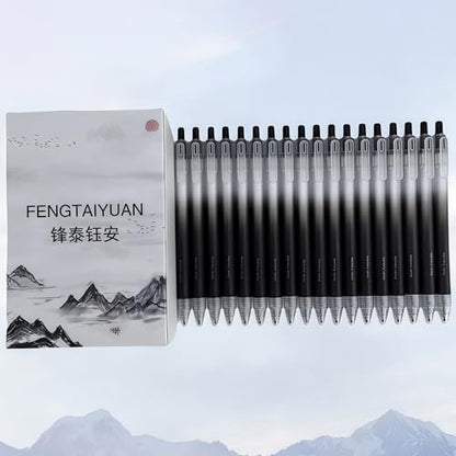 Fengtaiyuan Retractable Gel Pens, 0.5mm Bullet Point Fast Drying Black Ink, Frosted Gradient Triangular Ergonomic Barrel Writing Pens for School Exam Office Note Taking [Pack of 18] - color: BlackFRT01P18