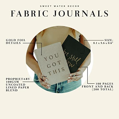 Sweet Water Decor Cute Motivational Lined Composition Notebook for Women, 100 Ruled Pages for Writing, Diary with Fabric Inspirational Cover (You Got This) - style: You Got This
