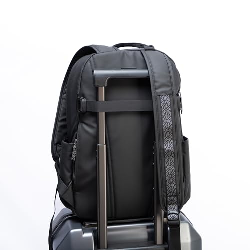 INUK Recycled Laptop Backpack for Women Men, 900D Waterproof Lightweight Travel Daypack, Airline Approved Carry On TSA Personal Item fits 13 Inch Laptop, Weekender Overnight with Luggage Strap, Black - color: Polar Night Black