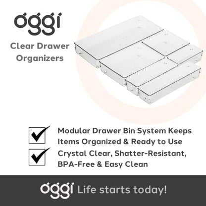 Oggi Clear Drawer Organizer | 6" X 9" | Pack of 2 | For Kitchen & Office | Utensil Storage - size: 6" by 9" (Pack of 2)