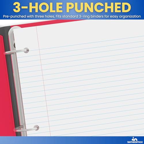 1InTheOffice Loose Leaf Paper College Ruled, Filler Paper, Notebook Paper College Ruled, 8" x 11", 3-Hole Punched, 400 Sheets