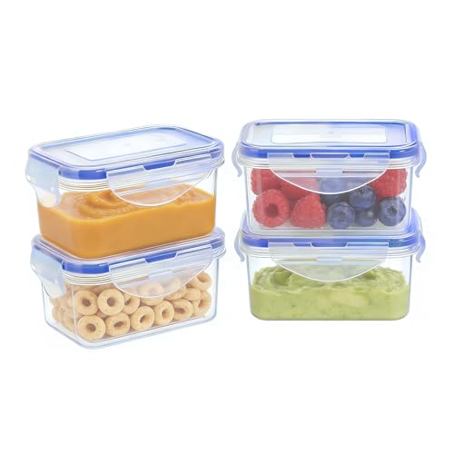 KIGI Small Food Storage Containers with Airtight Lids, 4-Sided Locking Lids, Reusable BPA-Free Plastic, Leakproof for Snack, Lunch, Meal Prep, Portion Control & Purees, 6 oz / 0.75 Cup, 8 Piece Set - size: 0.75 cup (8-Piece) A