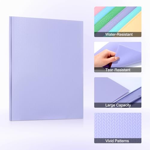 ViVin Sturdy Plastic Folder with Pockets,12 Pack,Heavy Duty Two Pocket 3 Prong Folders,Holds Letter Size Paper,File Folders with Business Card Slot for School Home and Office(Light Purple) - color: Light Purple, size: 12 PACK