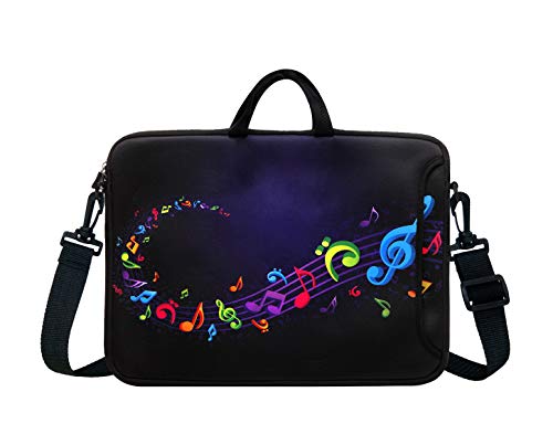14-Inch Neoprene Laptop Shoulder Messenger Bag Case Sleeve for 13 13.3 14 14.1" Inch Notebook/Chromebook (Colourful Music Note) - color: Colourful Music Note