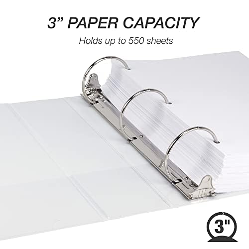 Samsill 3 Inch 3 Ring Binders, Economy Round Ring, Clear View Cover, 550 Sheet Capacity - for School, Home, Office - White, 4 Pack - color: White, size: 4-Pack, style: 3-Inch