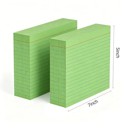 5x7 Green Index Cards - 50 Pcs Large Heavy Duty 250gsm Lined Flashcards - Jumbo Note Cards for Homeschooling, Science Notes & Vocabulary - Thick Ruled Study Cards for College - color: Green - 50 Pack