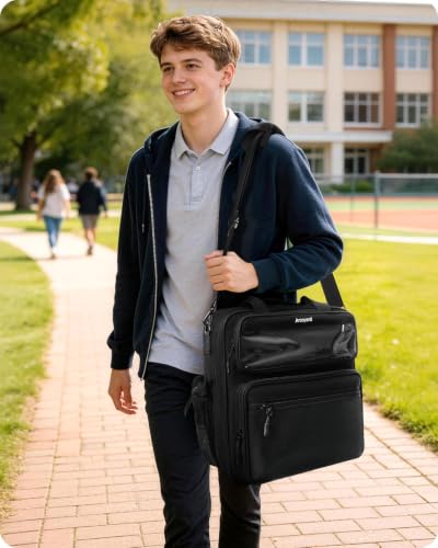 Zipper Binder 3 Ring with Ita Window, 3 Inch D-Ring Binder with Zipper and Strap Fits 14" Laptop, 600+ Sheets Capacity 3-in-1 Shoulder/Backpack/Handle Binder Bag for School Office Commute, Black - color: Black