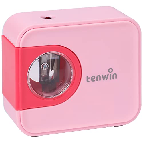 tenwin Portable Electric Pencil Sharpener, Pencil Sharpeners Battery Operated, Tungsten Steel Blade to Fast Sharpen, Kids Pocket Sharpener, Fit to 6-8mm No.2/Colored Pencils, School/Office/Home (Pink) - color: Pink