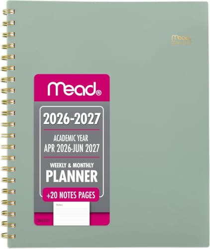 Mead Planner 2026-2027 Weekly & Monthly Academic 15-Month April-June, 8.5" x 11", Soft Grass (CAW62093) (Pack of 12) - color: Soft Grass, size: 8.5"W x 11"H (Pack of 12), style: 2026-2027