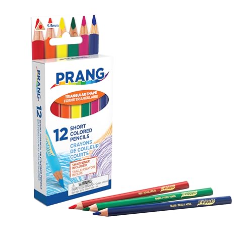 Prang Easy to Hold, Short, Triangular Colored Pencils, 12 colors, 12 Count (1 Pack), 5.5 Core - size: 12 Count (Pack of 1)