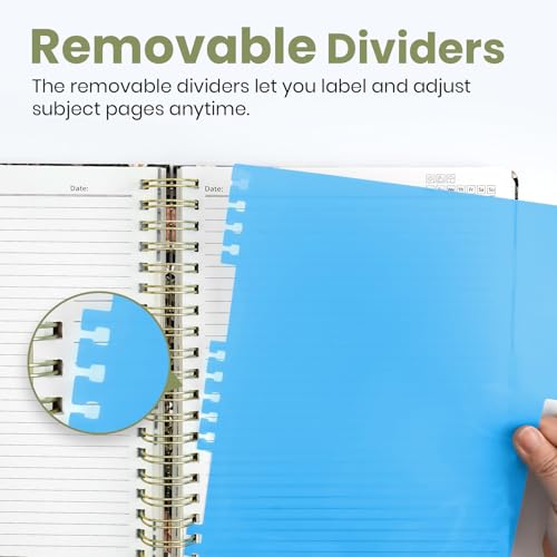 Large Spiral Lined Notebook for Work with Dividers & Tabs, 8.5"x11" Hardcover 5 Subject Notebook, College Ruled, 280 Pages, Mushroom - color: B - Mushroom