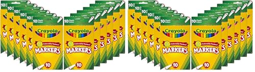 Crayola Fine Line Markers for Kids, Bulk Coloring Markers for School, 10 Assorted Colors, Essential Teacher Classroom Supplies, Ages 3, 4, 5, (Pack of 24) - size: 1 Count (Pack of 24)