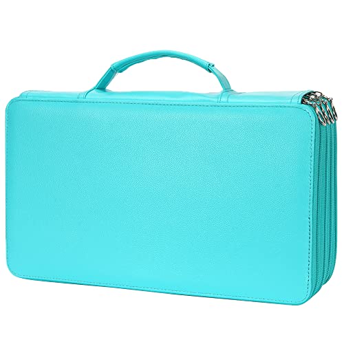 Vomgomfom 300 Slots Marker Bag, 4-Layer Zipper Portable Art Supply Organizer, PU Leather Large Capacity Marker Case Holds 100 Markers or 300 Colored Pencils with Handle (Green) - color: Q Green, size: 300 Slots