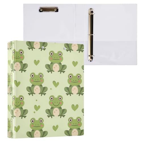 ALAZA 3 Ring Binder Frog Cute Animal Clipboard Round Ring Binder Holds 1.5 Inch Three Rings Binder Heavy Duty Binders for School Office Supplies, 1Pack - color: Multicolored 21