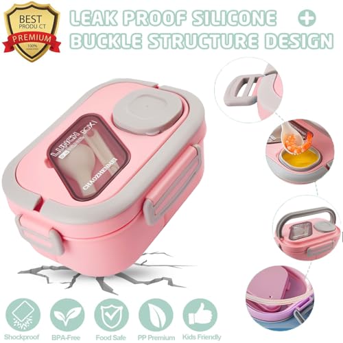 Lunch Box For Women, Bento Box Adult With 2-Tier Container, Lunch Bag, Sauce Pod, Utensil Set. Lunch Containers, Salad Container. BPA-Free, Microwave/Dishwasher Safe (Pink) - color: Pink