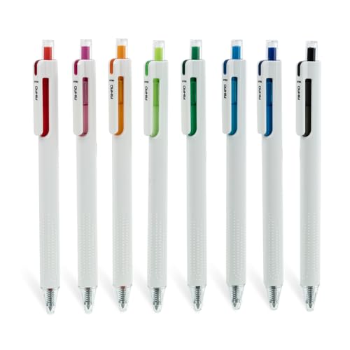 AIHAO Retractable Gel Ink Pens, 8 Pack Multicolor Vibrant Ink Pens, 0.7mm Medium Point Smooth Quick-Dry Gel Ink, Silent Click with Comfortable Grip for Journaling, Note Taking & School - color: Multicolor