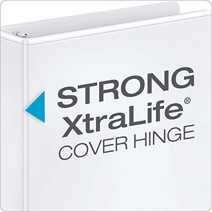 Cardinal 2 Inch 3 Ring Binders, White, 4 Pack, Round Ring Binder, Holds 475 Sheets, PVC Free, Customizable Covers, 2 Pocket View Binders for Office and School Organization - size: 2-Inch