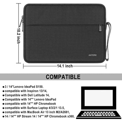 Laptop Sleeve 14 Inch, Water Resistant Traveling Computer Cover with Handle, Shockproof Protective Carrying Laptop Case Compatible for 14 Inch MacBook Air/Pro, HP, Dell, Asus, Lenovo, Black - color: Black, size: 14 Inch