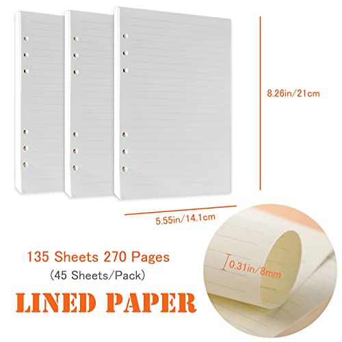 DY.2ten Refillable Notebook Set - 3 Pack Lined Refill Paper, Clear Zipper Binder Pockets, Dividers, Index Tabs, Ruler Marker - color: A5 Lined Paper