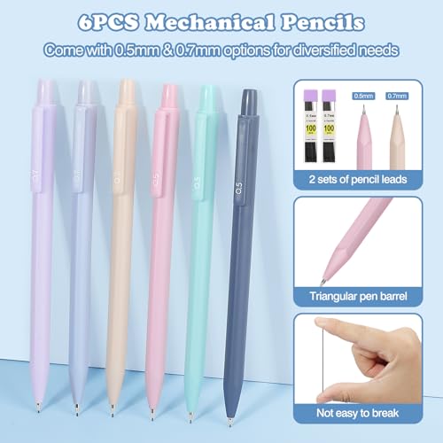 MoKo Pencil Case with Supplies, 56Pcs Aesthetic School Set, Green | Includes 12 gel pens, 12 highlighters, 6 mechanical pencils, refills, sticky notes, index tabs, rulers and correction tapes. - color: Green-56P