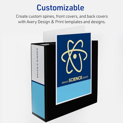 Avery Heavy-Duty 4 Inch Binders 3 Ring, View Binder, 4 Inch EZD Ring, Black, Sturdy (79604) - size: 4"