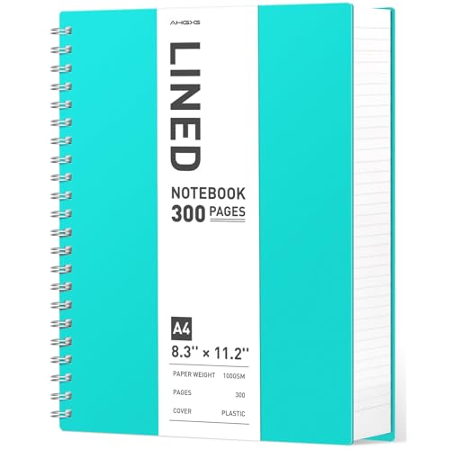 AHGXG Spiral Notebook 8.5" x 11" - Large Spiral Journal A4 Notebook College Ruled, 300 Pages Writing Journal for Work, 100GSM Thick Paper, Plastic Hardcover, for Women Men Office School, Lake Blue - color: Lake Blue, size: A4-Regular