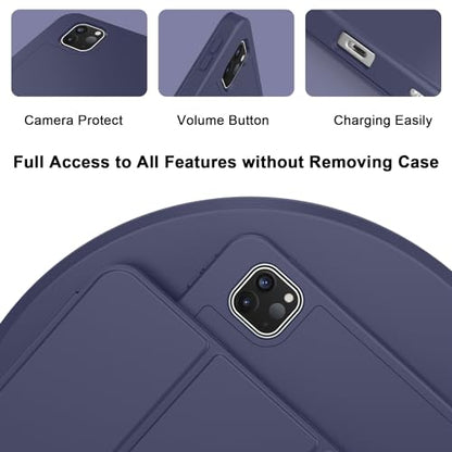 ZryXal iPad Pro 11 Inch Case (M5) 2025/ (M4) 2024 (Model: A2836/A2837/A3006), Trifold Stand Smart Cover with Pencil Holder and Soft TPU Back, Auto Wake/Sleep (Dark Blue) - color: Dark Blue