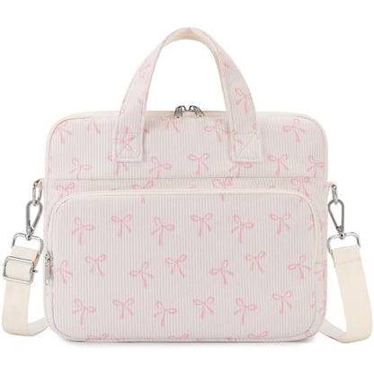 Octsky Tablet Bag Kids Tablet Carrying Bag with Shoulder Strap, Soft Lining, Bowknot Beige - color: Corduroy Bowknot Beige