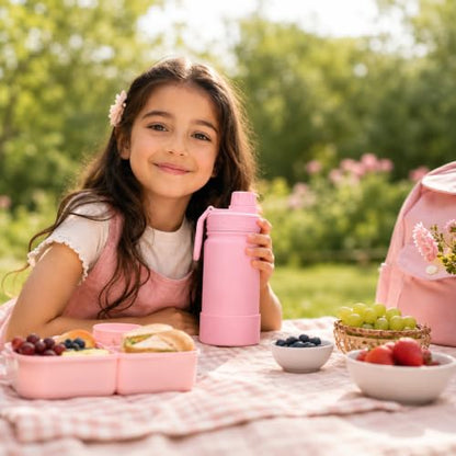 CHILLOUT LIFE 12oz Kids Insulated Stainless Steel Water Bottle with Leak Proof Spout Lid & 144 Stickers - color: Blush Pink, style: 12 oz