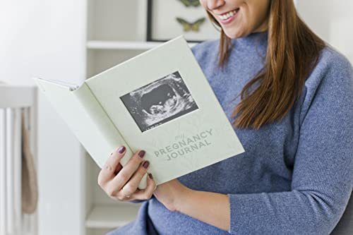 Pearhead My Pregnancy Journal, Guided Pregnancy Memory Book with Sonogram Photo Insert, Trimester Milestone Tracker & Keepsake for Expecting Moms, Baby Shower Gift, Sage Green Leaf - color: Sage Green Leaf Pregnancy Journal