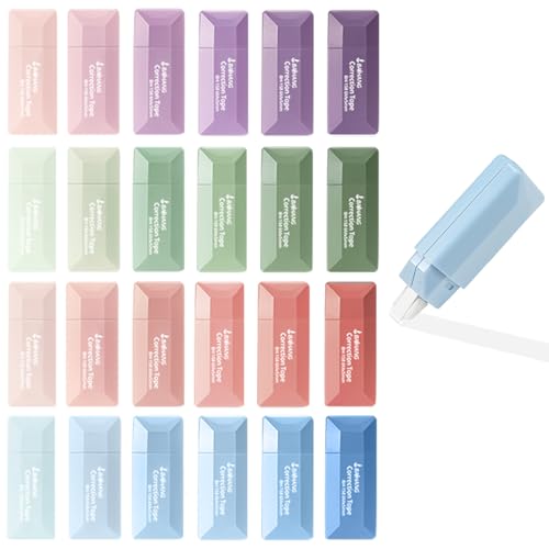 150 Pcs Mini White Correction Tapes Bulk, 20 ft White Instant Correction Tapes Easy to Use for School, Office, Note Taking, Journal, Gift (Tape Width 0.2 In, Colorful)