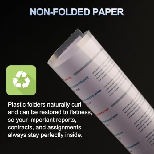 HABGP 14Pcs Clear File Folders Letter Size, Sheet Protectors 8.5 x 11 Inch, Plastic Folders L-Shaped Beveled Open Report Covers Page Paper Document Folder