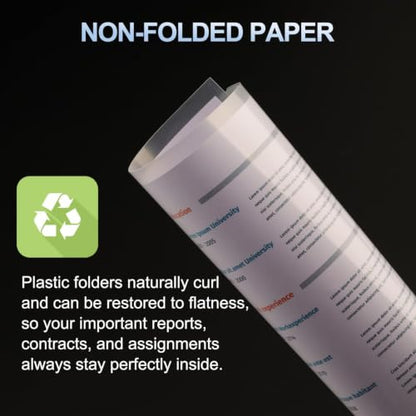 HABGP 14Pcs Clear File Folders Letter Size, Sheet Protectors 8.5 x 11 Inch, Plastic Folders L-Shaped Beveled Open Report Covers Page Paper Document Folder